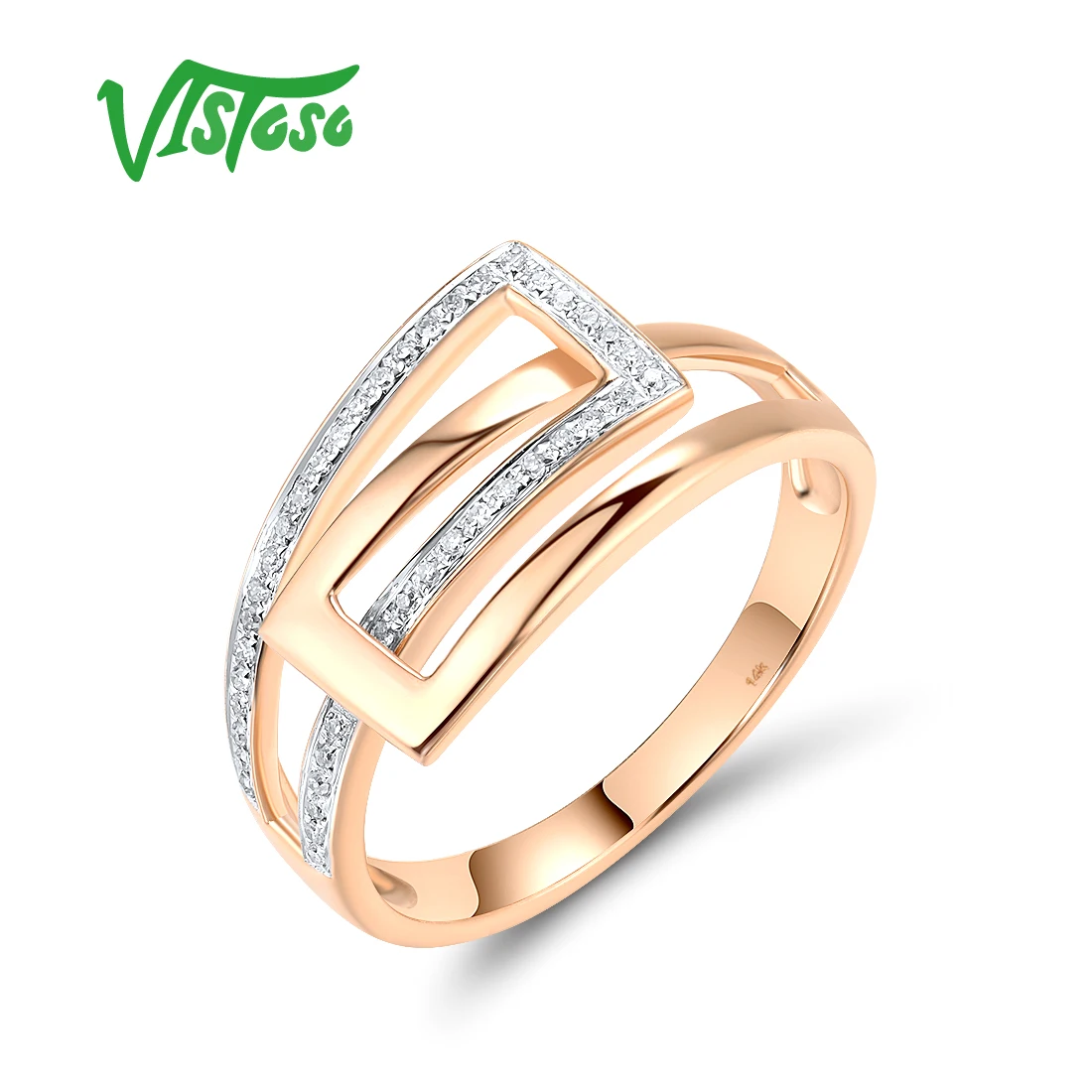 VISTOSO Genuine 14K 585 Rose Gold Ring For Women Sparkling Diamonds Simple Daily Wearring Gifts Chic Fine Jewelry
VISTOSO Genuine 14K 585 Rose Gold Ring For Women Sparkling Diamonds Simple Daily Wearring Gifts Chic Fine Jewelry