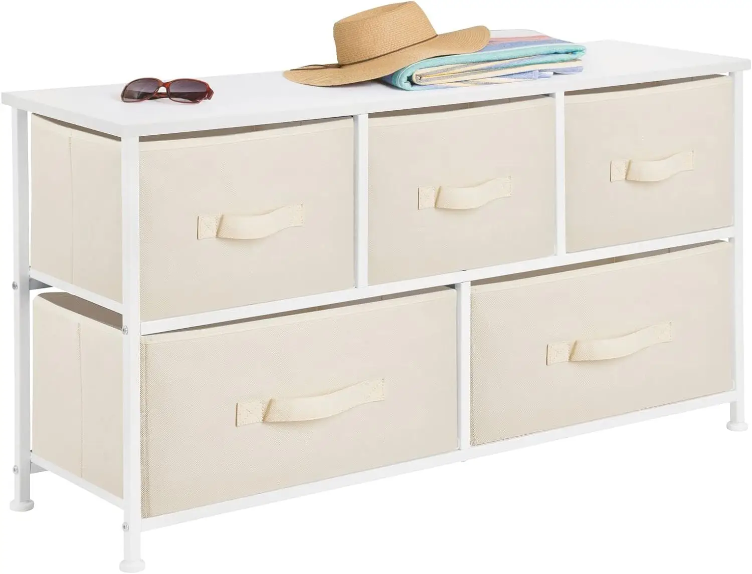 Wide wardrobe organizer with 5 removable fabric drawers bedroom, living room, closet Simple series, cream/white
Wide wardrobe organizer with 5 removable fabric drawers bedroom, living room, closet Simple series, cream/white