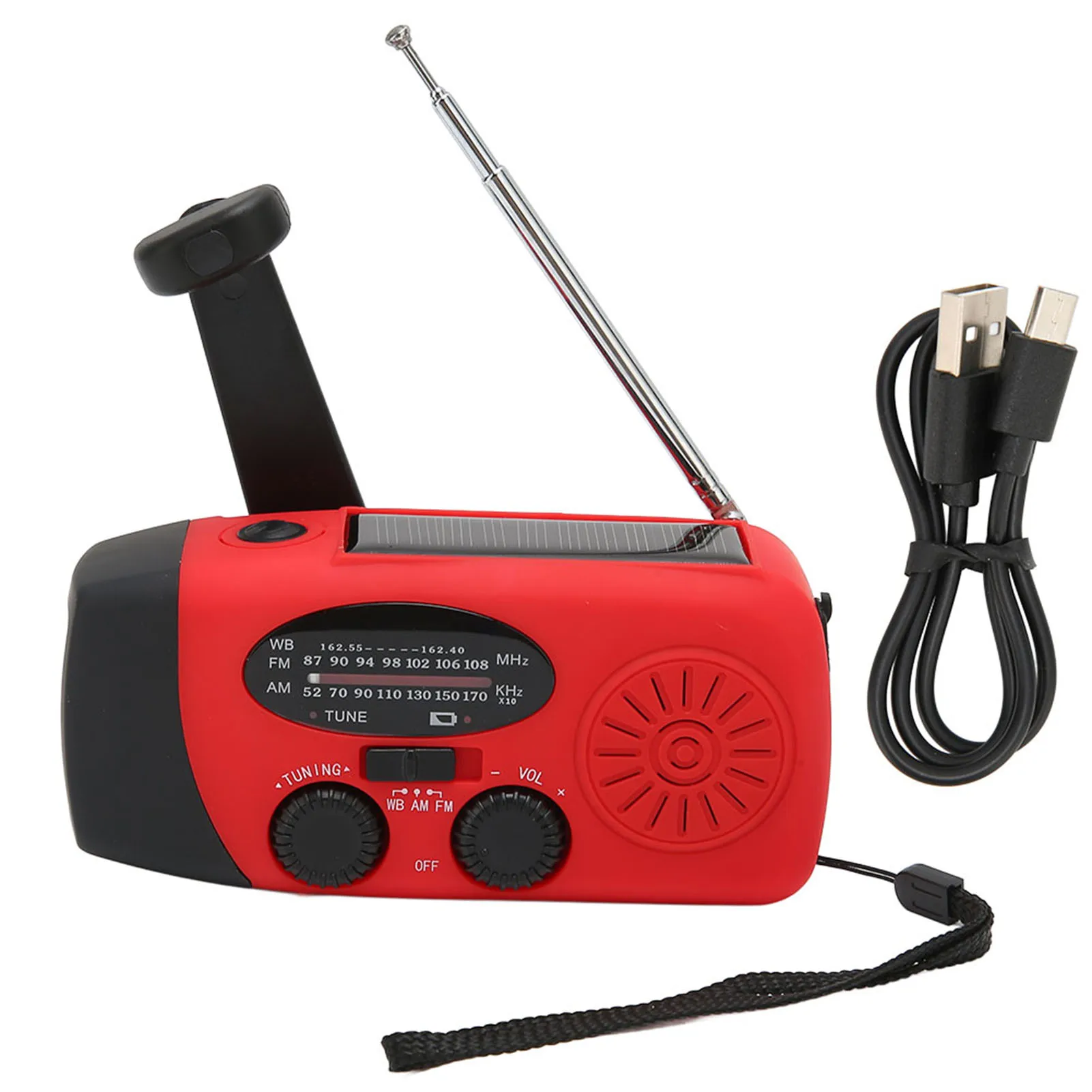 Portable Radio Multifunctional Emergency Charger Solar Hand Crank Dynamo AM/FM/WB Weather Radio LED Flashlight Charger for Daily
Portable Radio Multifunctional Emergency Charger Solar Hand Crank Dynamo AM/FM/WB Weather Radio LED Flashlight Charger for Daily