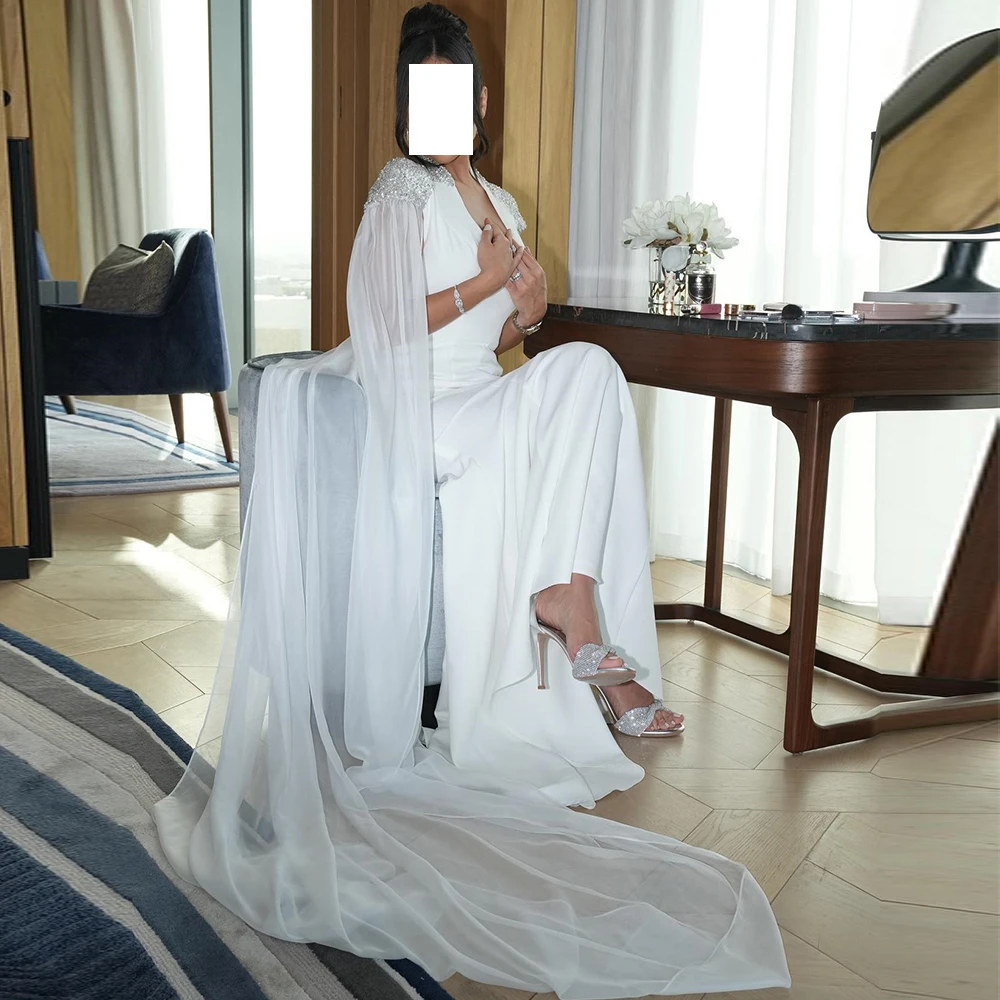 White Floor Length Jersey Sleeveless Shwal Square Neck Evening Dress Exquisite Sweep Train Pleats Sequined Crystal Straight
White Floor Length Jersey Sleeveless Shwal Square Neck Evening Dress Exquisite Sweep Train Pleats Sequined Crystal Straight