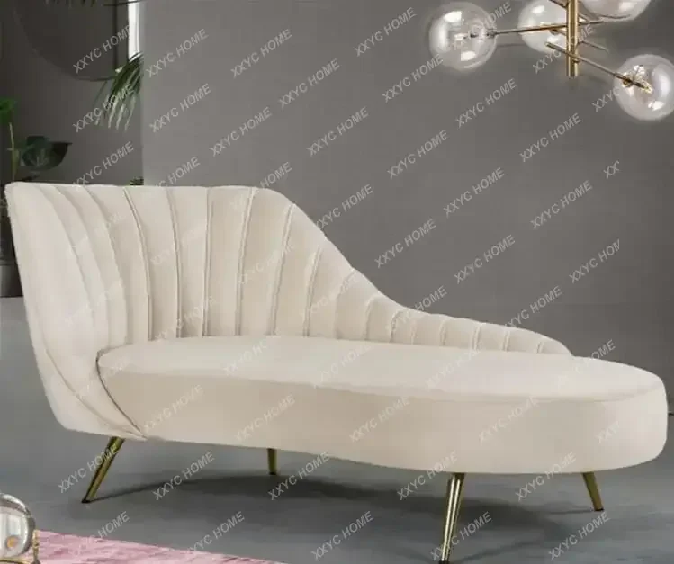 A simple stainless steel metal curved chaise longue fabric sofa chair
A simple stainless steel metal curved chaise longue fabric sofa chair