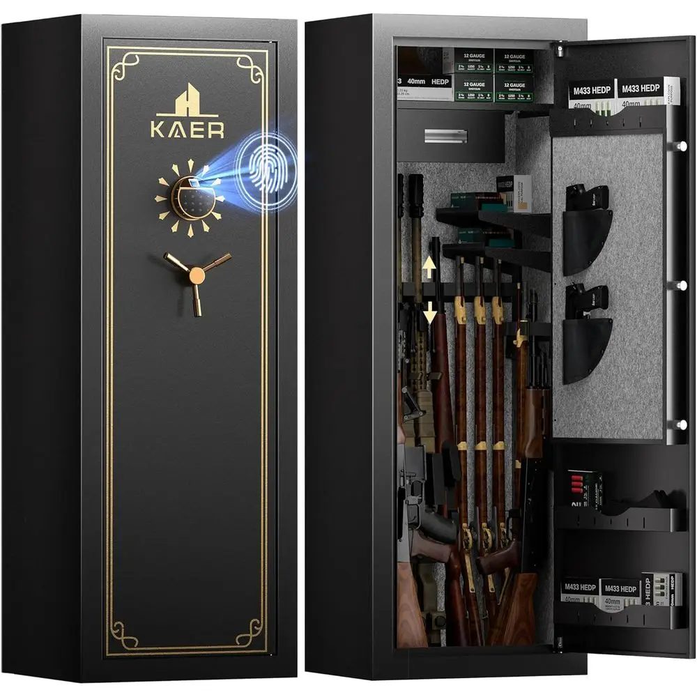 15-Slot Biometric Safe for Firearms: Pistols, Rifles, Shotguns - Digital Lock, Adjustable Shelves
15-Slot Biometric Safe for Firearms: Pistols, Rifles, Shotguns - Digital Lock, Adjustable Shelves