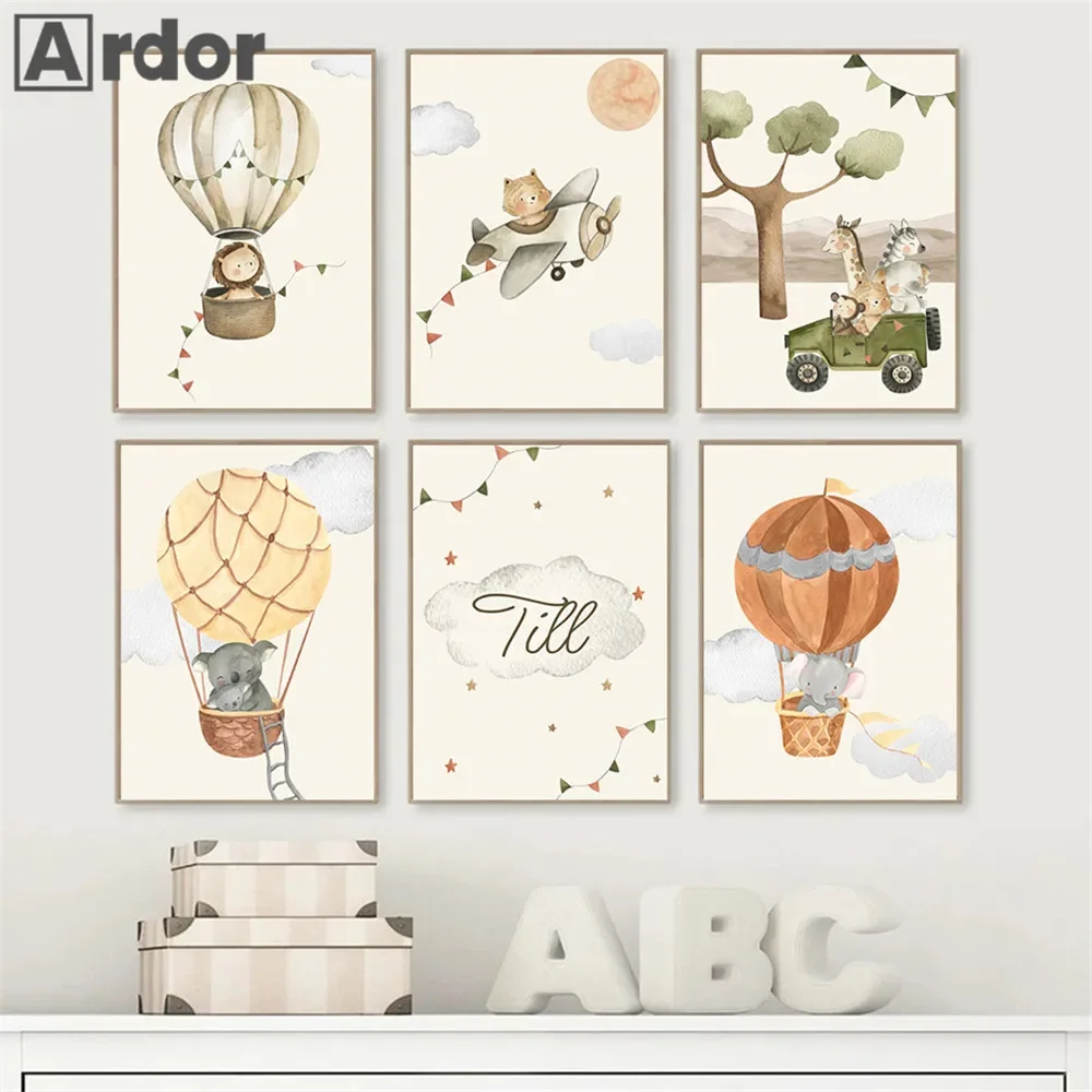 Hot Air Balloon Poster Baby Animals Car Lion Elephant Canvas Painting Custom Name Nursery Wall Art Print Picture Kids Room Decor
Hot Air Balloon Poster Baby Animals Car Lion Elephant Canvas Painting Custom Name Nursery Wall Art Print Picture Kids Room Decor