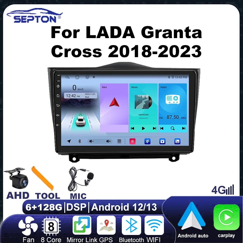 SEPTON WIFI BT IPS Android Автомобильный радиоприемник для LADA Granta Cross 2018-2023Carplay 4G GPS Автомобильная аудиосистема стерео Мультимедийный плеер
SEPTON WIFI BT IPS Android Автомобильный радиоприемник для LADA Granta Cross 2018-2023Carplay 4G GPS Автомобильная аудиосистема стерео Мультимедийный плеер