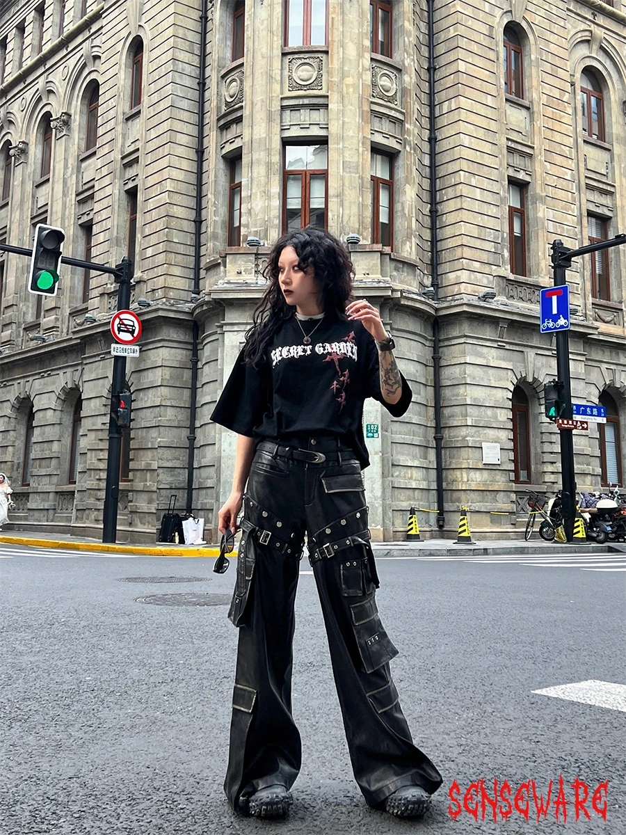 Gothic Punk Ro ort Sve Loose Subculture T-irt Angel Wings Cross Print Feel Driven Women's Summer Cotton round Ne
Gothic Punk Ro ort Sve Loose Subculture T-irt Angel Wings Cross Print Feel Driven Women's Summer Cotton round Ne