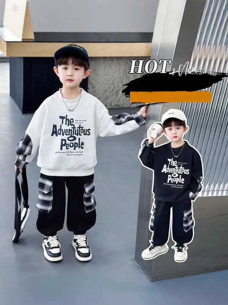 Autumn Outfit Cool Kids Suit 2-10Years Big Boys Plaid fabric Patchwork Sweatshirt+ Pants 2pcs Sets Children Fashion Jogging Suit
Autumn Outfit Cool Kids Suit 2-10Years Big Boys Plaid fabric Patchwork Sweatshirt+ Pants 2pcs Sets Children Fashion Jogging Suit