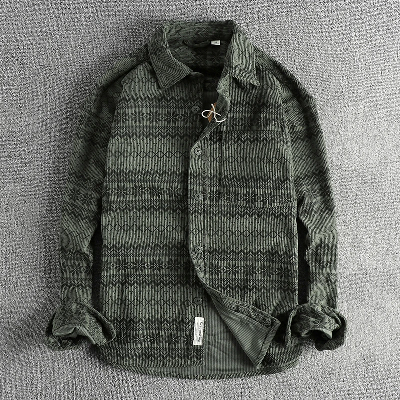 Retro Totem Print Waed Corduroy Long Sve irt Men Simple ket American Casual Trend Thin Outerwear Youth Autumn Cotton
Retro Totem Print Waed Corduroy Long Sve irt Men Simple ket American Casual Trend Thin Outerwear Youth Autumn Cotton