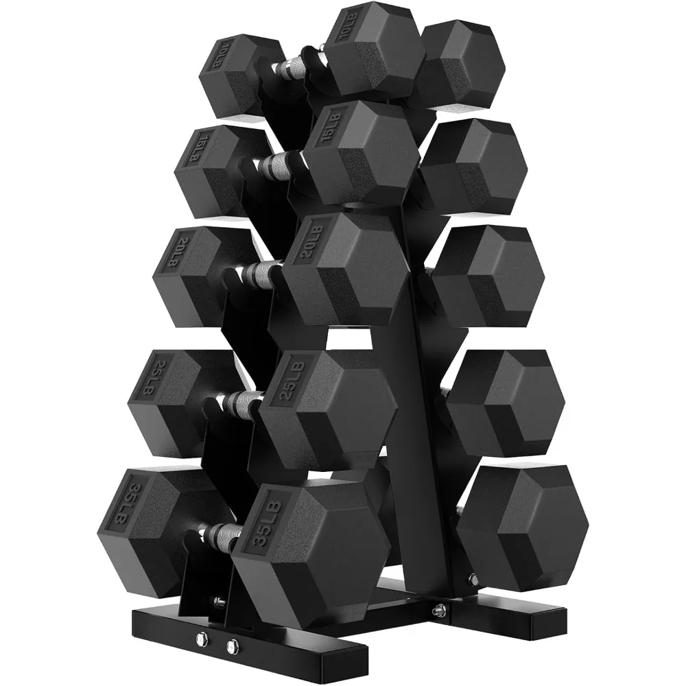 Hex Rubber Coated Dumbbell Set with Rack 100-550lb Free Weights for Home Gym Strength Training
Hex Rubber Coated Dumbbell Set with Rack 100-550lb Free Weights for Home Gym Strength Training