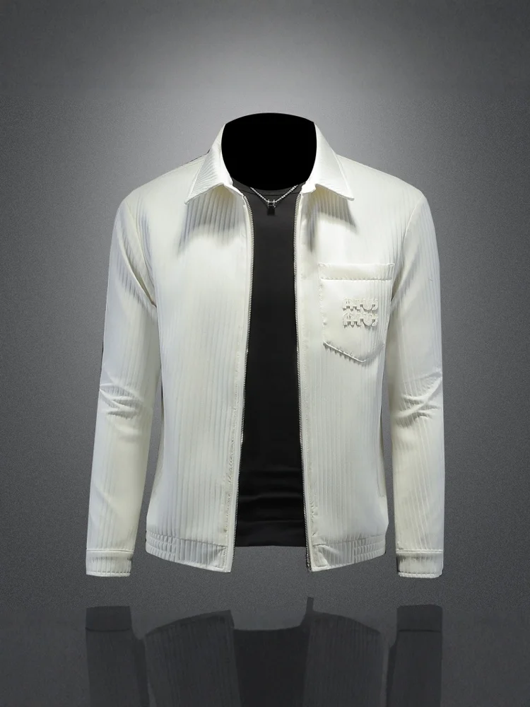 Elegant Embroidered Letter Casual Jacket for Men Turn-down Collar Lightweight Spring Autumn Business Casual Outerwear
Elegant Embroidered Letter Casual Jacket for Men Turn-down Collar Lightweight Spring Autumn Business Casual Outerwear