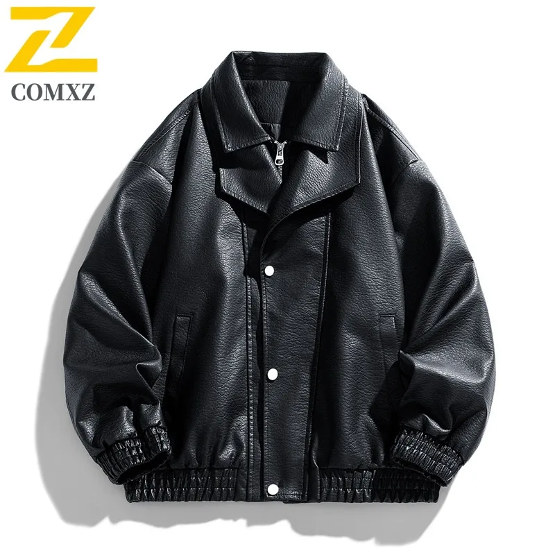 COMXZ 2025 Men's American Style Motorcycle Leather Jacket Autumn Simple Versatile Stand Collar Loose Fit Fashion Coat
COMXZ 2025 Men's American Style Motorcycle Leather Jacket Autumn Simple Versatile Stand Collar Loose Fit Fashion Coat