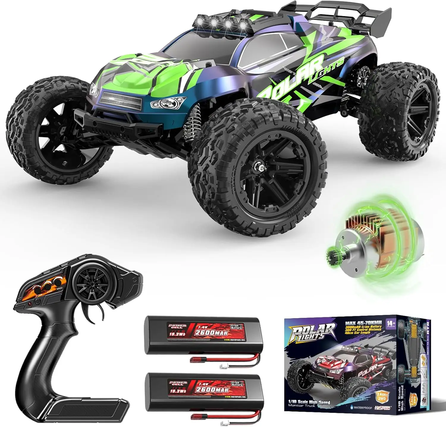 1:10 Big Rc Cars 18-Inch,Fast Remote Control Car Trucks,45+KM/H RC Off-Road Electric Truck, Includes 2 Rechargeable 2600mAh Batt
1:10 Big Rc Cars 18-Inch,Fast Remote Control Car Trucks,45+KM/H RC Off-Road Electric Truck, Includes 2 Rechargeable 2600mAh Batt