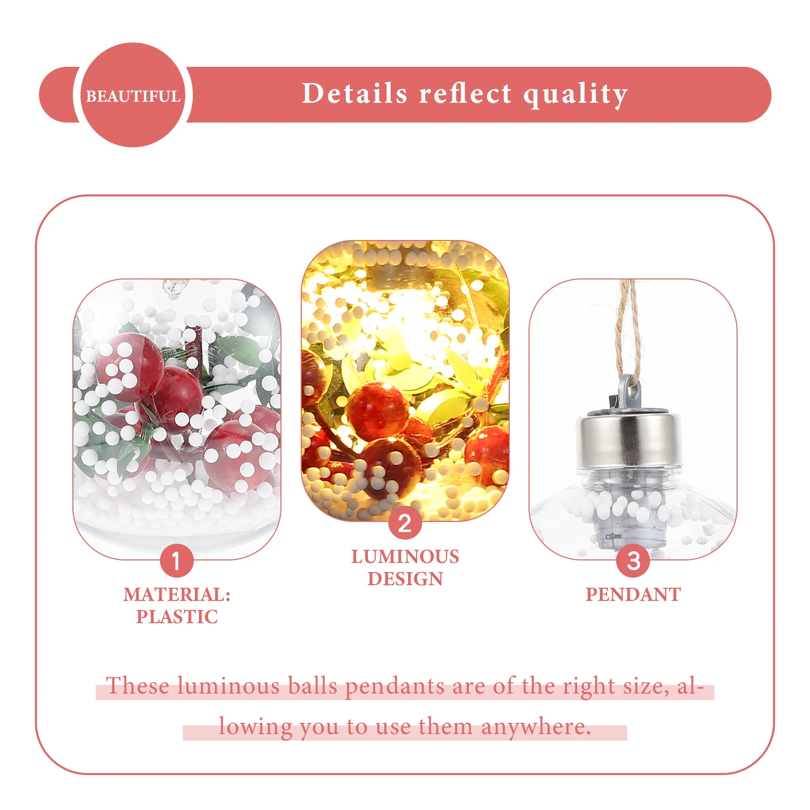 6Pcs Christmas Balls Transparent Luminous Xmas Hanging Ornaments Xmas Tree Pendant Party Decoration Glowing Balls
6Pcs Christmas Balls Transparent Luminous Xmas Hanging Ornaments Xmas Tree Pendant Party Decoration Glowing Balls