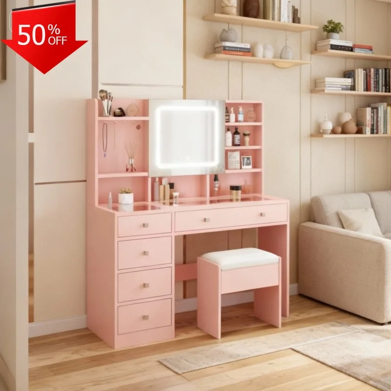 Dressing Table Storage Vanity Makeup Organizer with Mirror Bedroom Furniture Cabinet Dresser Drawers Escrivaninha Pink Desk
Dressing Table Storage Vanity Makeup Organizer with Mirror Bedroom Furniture Cabinet Dresser Drawers Escrivaninha Pink Desk