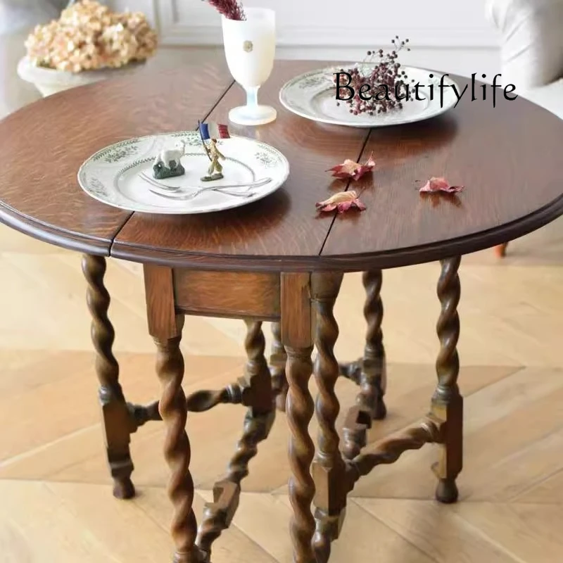 French retro solid wood folding dining table living room home dining room small apartment round designer
French retro solid wood folding dining table living room home dining room small apartment round designer