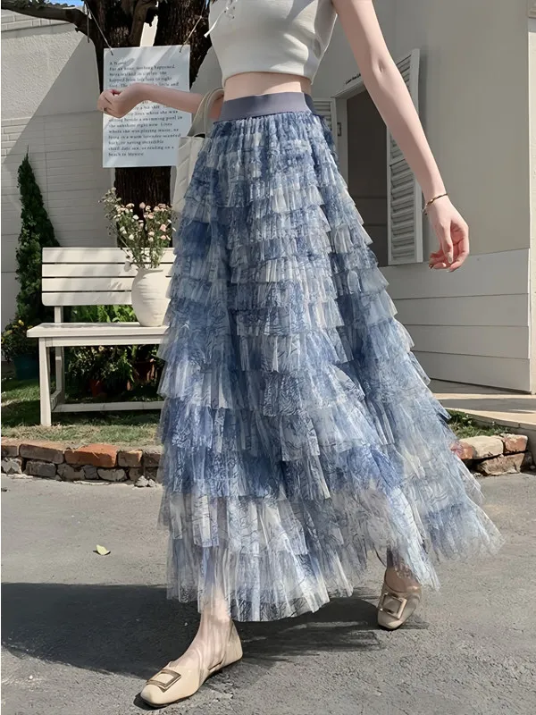 Blue Tie-Dye Long Mesh Skirt Women's Spring Summer Puffy Skirts Breathable High Waist Cake Skirt Polyester Blend Casual Loose...
Blue Tie-Dye Long Mesh Skirt Women's Spring Summer Puffy Skirts Breathable High Waist Cake Skirt Polyester Blend Casual Loose...