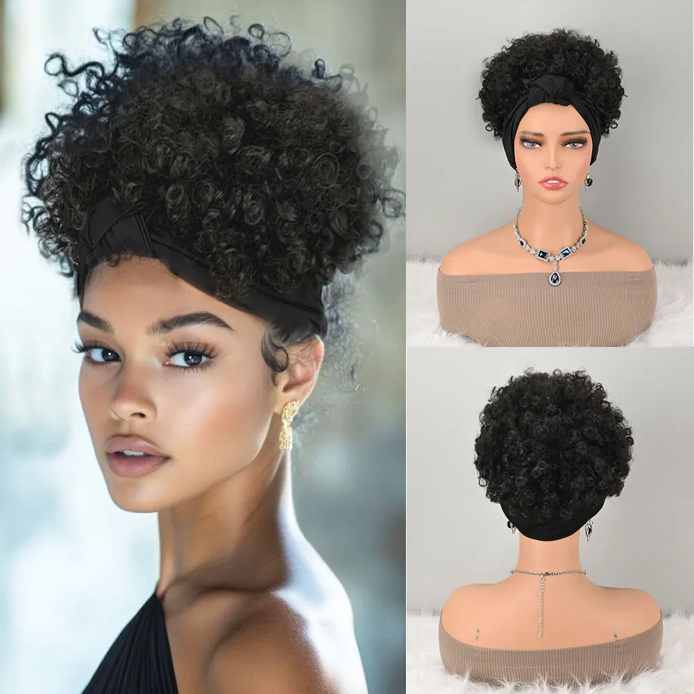 Black Short Curly Afro Puff Headwrap African Women Wig Synthetic Fiber Glueless Turban Hairpiece for Women
Black Short Curly Afro Puff Headwrap African Women Wig Synthetic Fiber Glueless Turban Hairpiece for Women