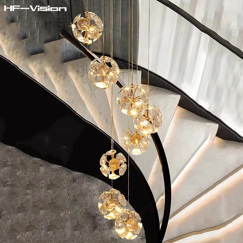 American luxury Gold Crystal LED Pendant Light,Lustre Villa Duplex staircase Suspension Luminaire Lampen Home-appliance Decor
American luxury Gold Crystal LED Pendant Light,Lustre Villa Duplex staircase Suspension Luminaire Lampen Home-appliance Decor