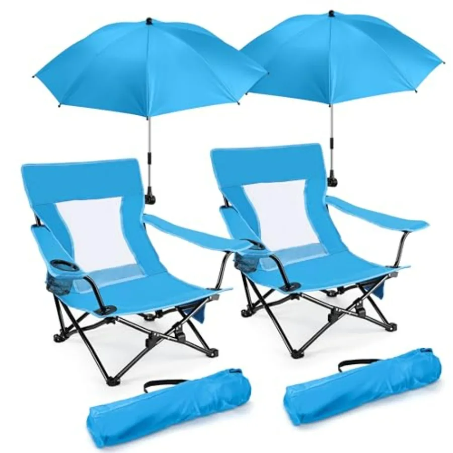 Beach Camping Chair with Umbrella, Outdoor Folding Low Camp Chair for Adults, Heavy Duty Portable Chair with Cup Holder Carry B
Beach Camping Chair with Umbrella, Outdoor Folding Low Camp Chair for Adults, Heavy Duty Portable Chair with Cup Holder Carry B