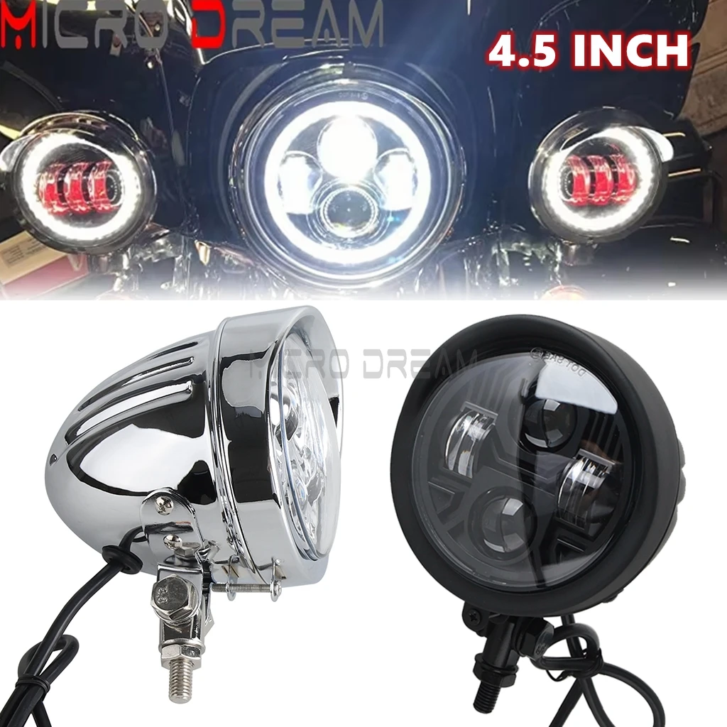 Retro 4.5" LED Headlamp Lo/Hi Fog Lamp Auxiliary Headlights For Harley Cruiser Bobber Chopper Old school Motorcycle Front Lights
Retro 4.5" LED Headlamp Lo/Hi Fog Lamp Auxiliary Headlights For Harley Cruiser Bobber Chopper Old school Motorcycle Front Lights