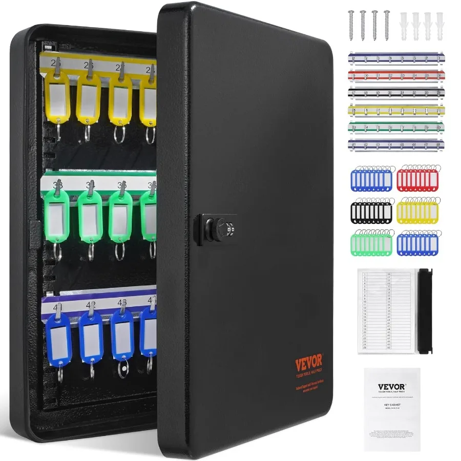 Cabinet Safe with Combination Lock Digital Security Storage Box Steel Organizer with Adjustable Racks 48 pcs Colorful Key Tags
Cabinet Safe with Combination Lock Digital Security Storage Box Steel Organizer with Adjustable Racks 48 pcs Colorful Key Tags
