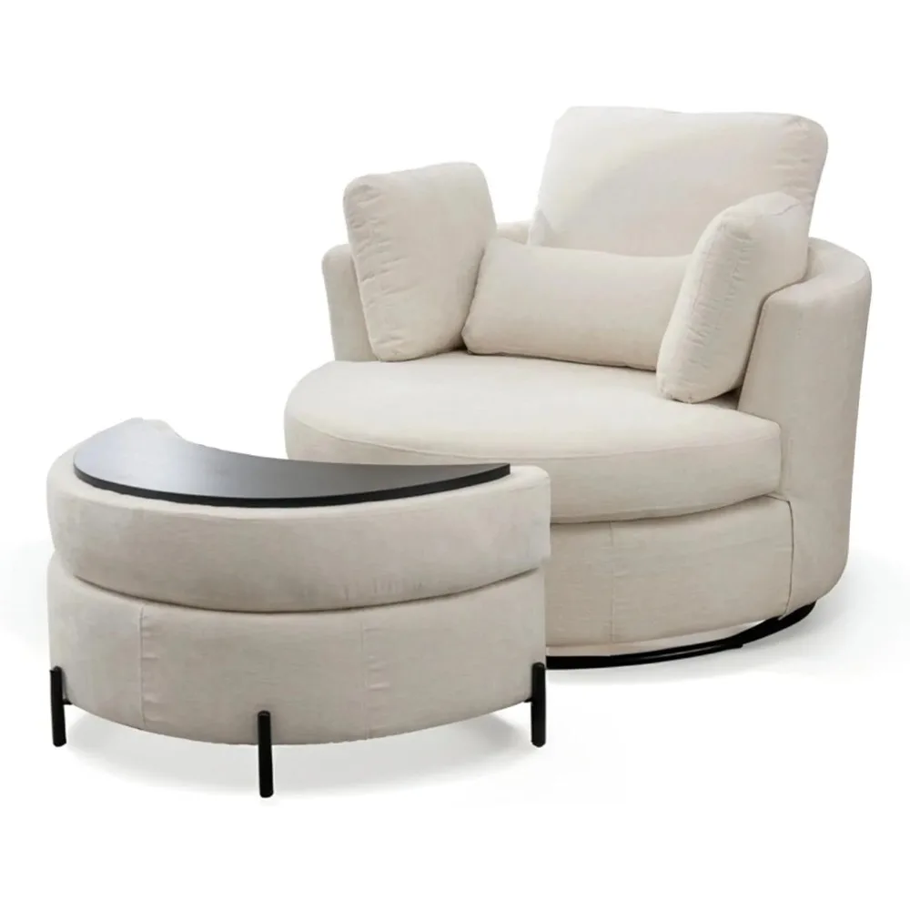 Lounge Club Big Round Sofa 42" W Swivel Accent Barrel Chair Set with 4 Pillows for Living Room, Bedroom, Study, Hotel
Lounge Club Big Round Sofa 42" W Swivel Accent Barrel Chair Set with 4 Pillows for Living Room, Bedroom, Study, Hotel