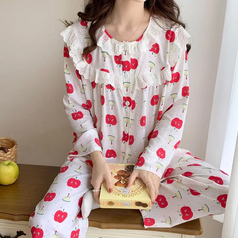 2025 women Long sleeve cardigan pajamas Spring and autumn cotton silk plus size home dress princess style French lace silk suit
2025 women Long sleeve cardigan pajamas Spring and autumn cotton silk plus size home dress princess style French lace silk suit