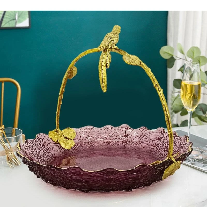 Gold-plated Birds Decorative Fruit Plate Metal Branch Bracket Transparent Glass Fruits Tray Snacks Candy Storage Basket
Gold-plated Birds Decorative Fruit Plate Metal Branch Bracket Transparent Glass Fruits Tray Snacks Candy Storage Basket