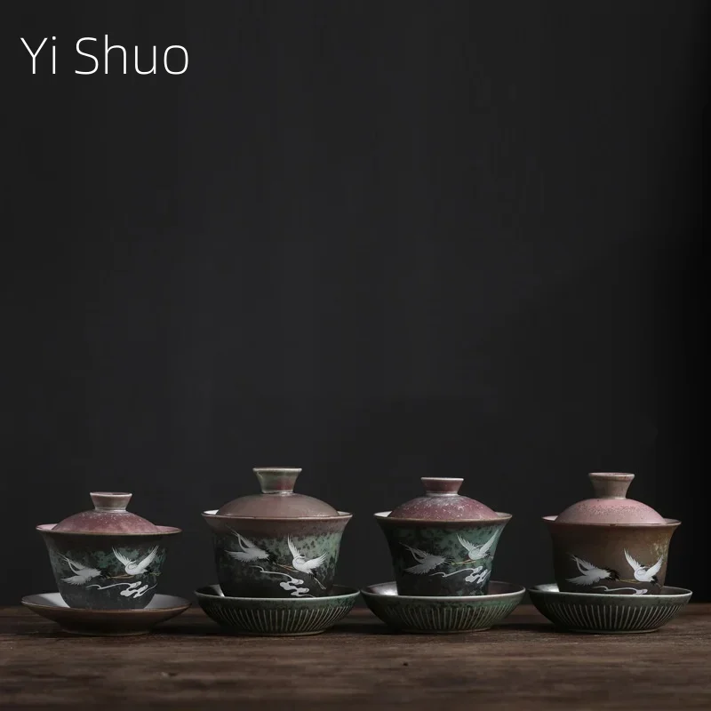 Sancai Tureen Ceramic Kung Fu Tea Creative Crane Home Queen Cup Tea Bowl Sopera De Ceramica Gaiwan Coarse Pottery Tea Set
Sancai Tureen Ceramic Kung Fu Tea Creative Crane Home Queen Cup Tea Bowl Sopera De Ceramica Gaiwan Coarse Pottery Tea Set