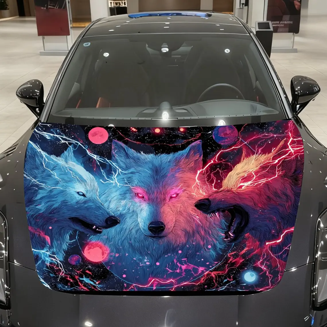 Neon Lightning Three Wolves Car Vinyl Wrap, PVC Material Waterproof Car Hood Sticker, Self-Adhesive Scratch-Resistant Stickers f
Neon Lightning Three Wolves Car Vinyl Wrap, PVC Material Waterproof Car Hood Sticker, Self-Adhesive Scratch-Resistant Stickers f