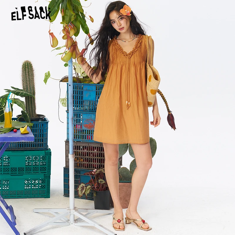 ELFSACK Women's Sleeveless Mini Dress with Lace Beaded Neckline, Ruffle Collar Loose Sundress for Daily, Flowy Casual Dress
ELFSACK Women's Sleeveless Mini Dress with Lace Beaded Neckline, Ruffle Collar Loose Sundress for Daily, Flowy Casual Dress