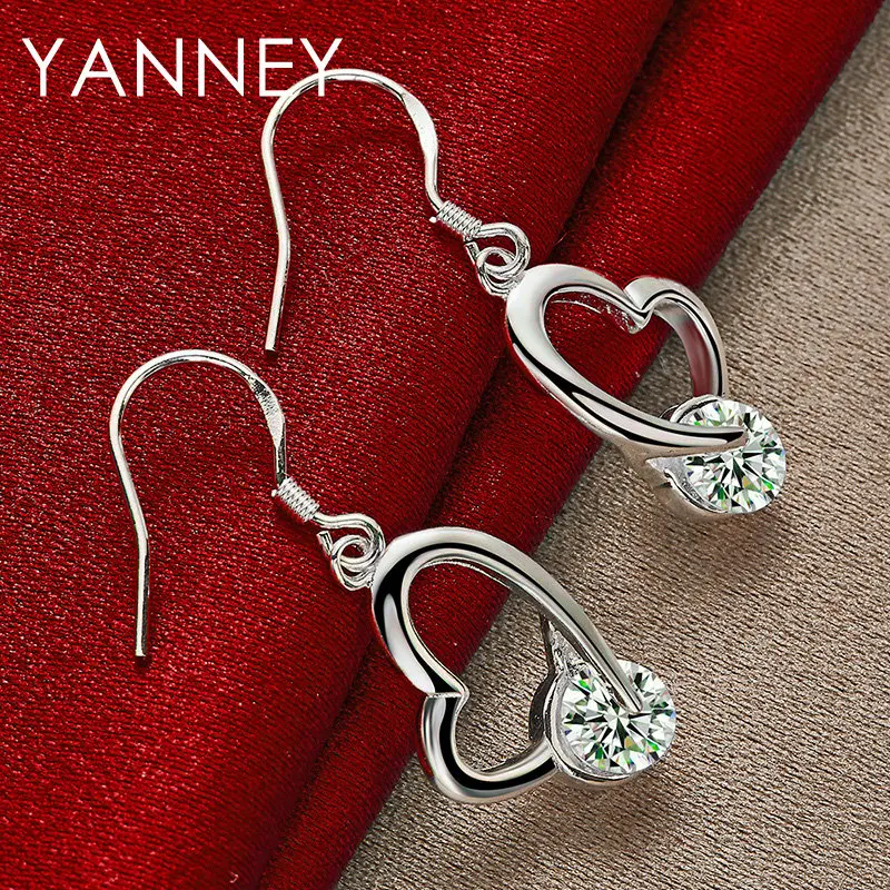 Charm 925 Sterling Silver 32MM Beautiful Shiny Zircon Heart Earrings For Women Fashion Jewelry Accessories Wedding Party
Charm 925 Sterling Silver 32MM Beautiful Shiny Zircon Heart Earrings For Women Fashion Jewelry Accessories Wedding Party