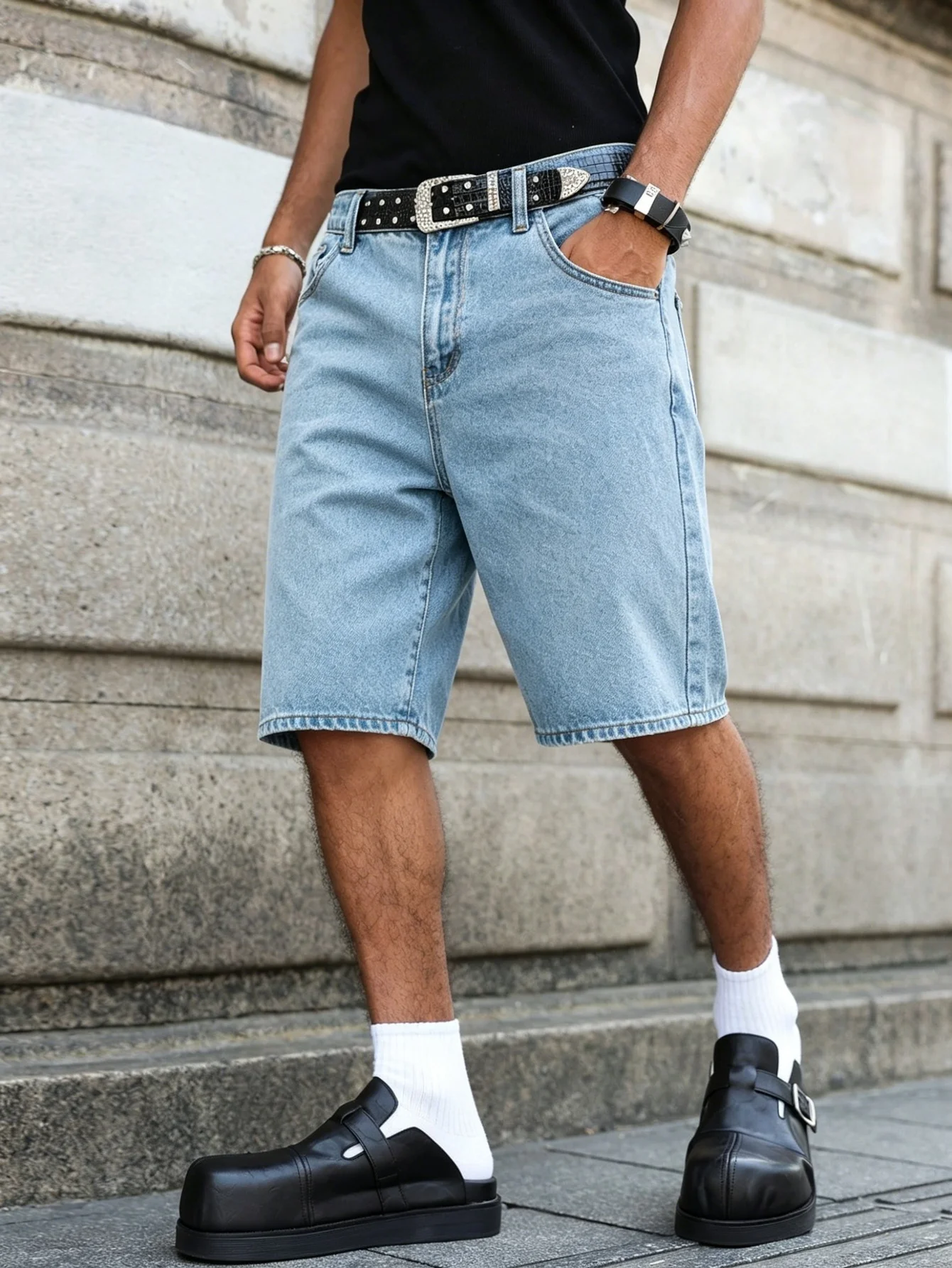 Trend street style blue loose jorts non elastic comfy waist cut summer daily casual walking outdoor daily bottom apparel
Trend street style blue loose jorts non elastic comfy waist cut summer daily casual walking outdoor daily bottom apparel
