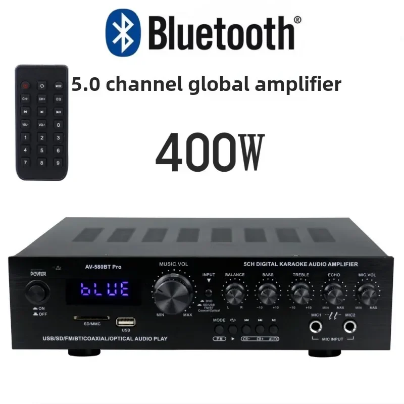 5-Channel power amplifier, karaoke power amplifier, high-power Bluetooth with card remote control
5-Channel power amplifier, karaoke power amplifier, high-power Bluetooth with card remote control