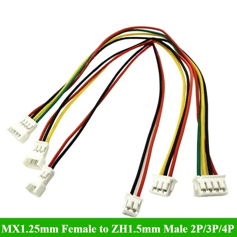 5/10/30/50PCS/lot MX1.25mm Female to ZH1.5mm Male head 2P/3P/4P wire length 15cm 28AWG Children's toy cable JST Connectors
5/10/30/50PCS/lot MX1.25mm Female to ZH1.5mm Male head 2P/3P/4P wire length 15cm 28AWG Children's toy cable JST Connectors