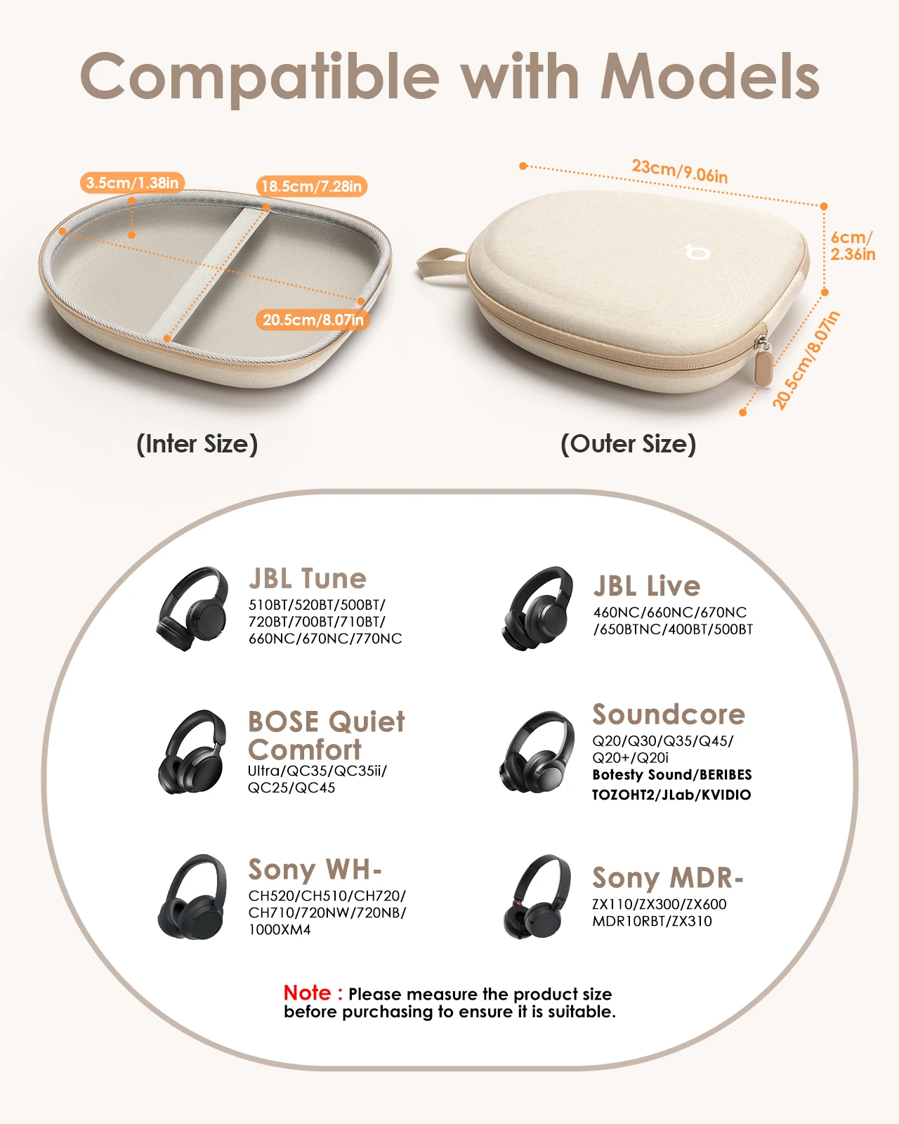 Headphone Case Hard Shell Super-Slim for Soundcore Anker/Sony/JBL/Over-Ear Headphones Universal Portable Travel Organizer Bag Headphone Case Hard Shell Super-Slim for Soundcore Anker/Sony/JBL/Over-Ear Headphones Universal Portable Travel Organizer Bag