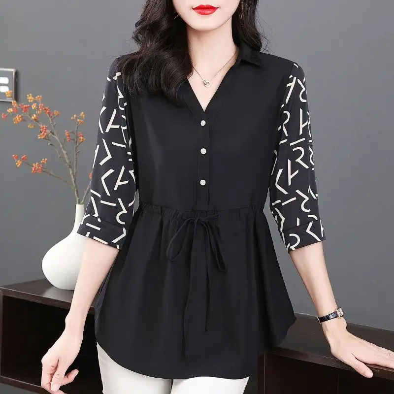 Fashion Bandage Bow Asymmetrical Printed Blouse Women's Clothing 2023 Summer New Oversized Casual Pullovers Office Lady Shirt
Fashion Bandage Bow Asymmetrical Printed Blouse Women's Clothing 2023 Summer New Oversized Casual Pullovers Office Lady Shirt