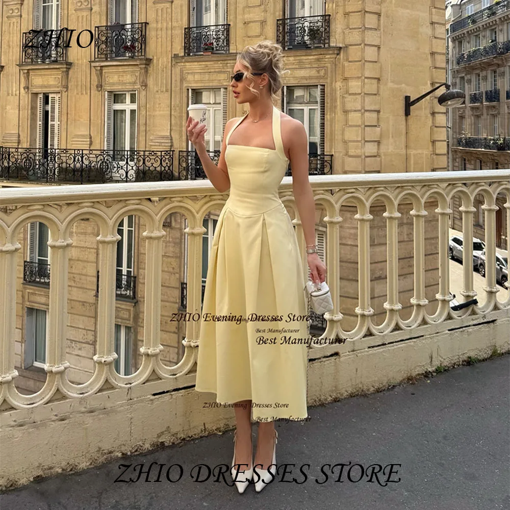 ZHIO Yellow Satin Simple Style Evening Gown Pleats A Line Strapless Party Dress Sleeveless Ankle Length Prom Gown Customized
ZHIO Yellow Satin Simple Style Evening Gown Pleats A Line Strapless Party Dress Sleeveless Ankle Length Prom Gown Customized