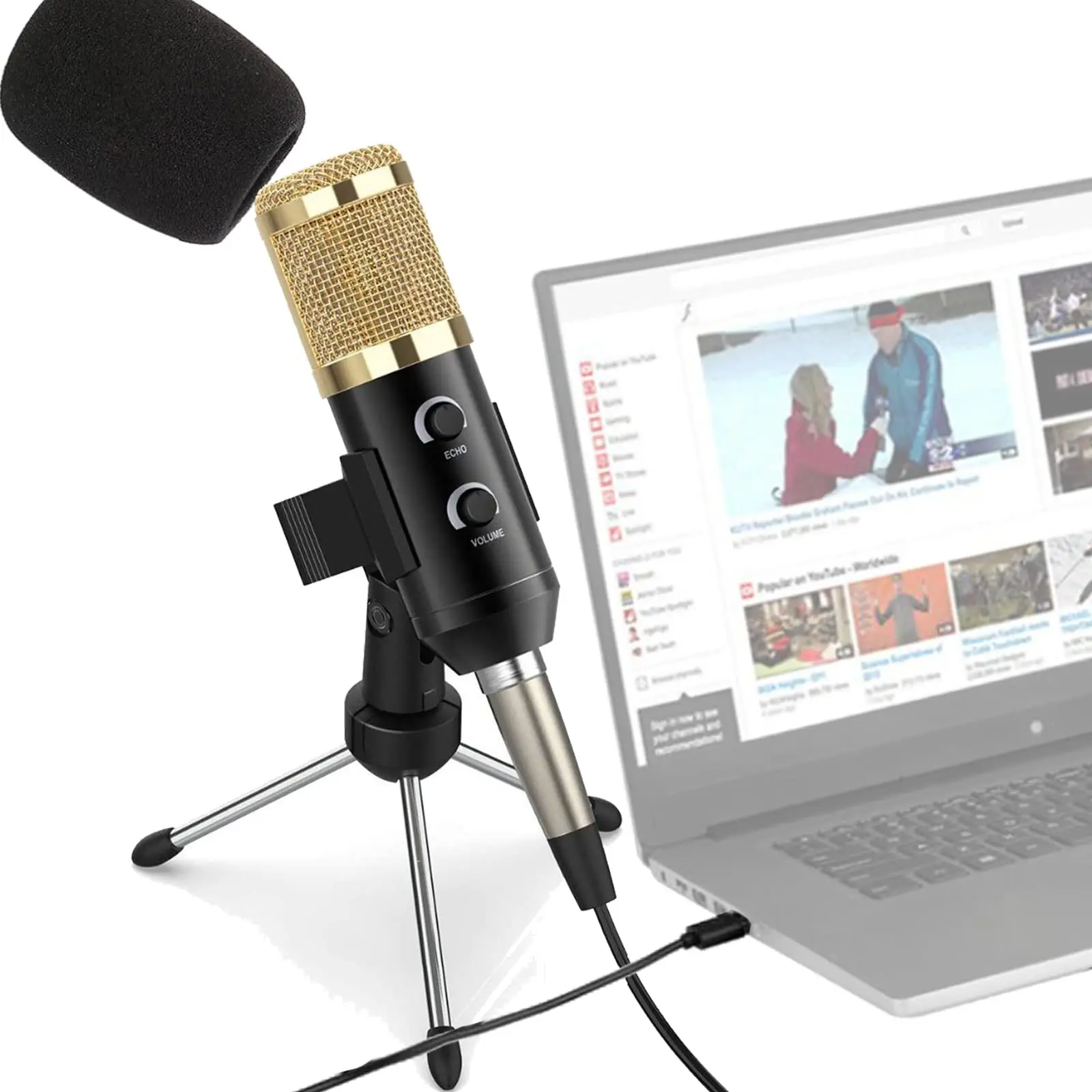 PC Microphone Condenser 3.5mm Wired Computer Condenser Microphone Studio Recording Mic with Shock Stand (Gold)
PC Microphone Condenser 3.5mm Wired Computer Condenser Microphone Studio Recording Mic with Shock Stand (Gold)