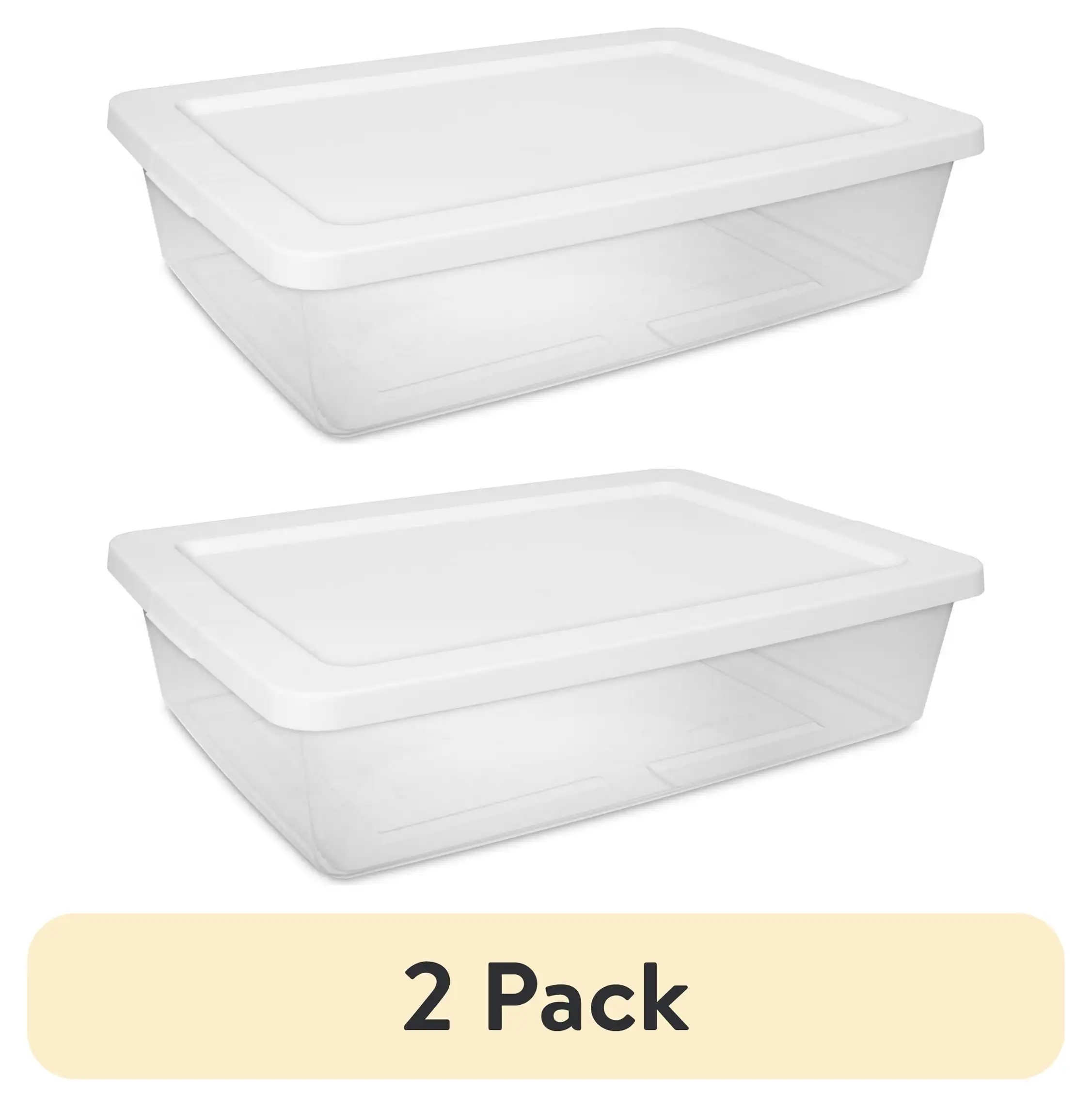 (2 pack) 28 Quart Small Storage Bin, Clear Plastic Storage Container with Snap-On Lid, White
(2 pack) 28 Quart Small Storage Bin, Clear Plastic Storage Container with Snap-On Lid, White
