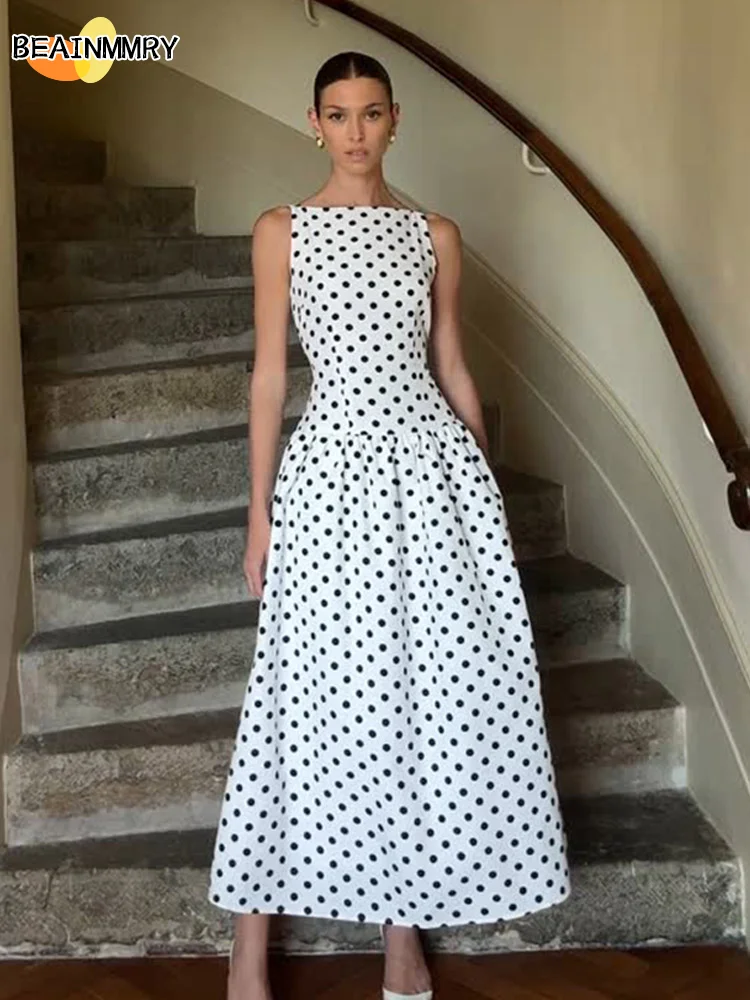 Элегантные женские макси-платья в горошек, шикарные платья без рукавов с круглым вырезом и высокой талией, тонкие длинные платья 2021, женское вечернее уличное новое платье
Элегантные женские макси-платья в горошек, шикарные платья без рукавов с круглым вырезом и высокой талией, тонкие длинные платья 2021, женское вечернее уличное новое платье