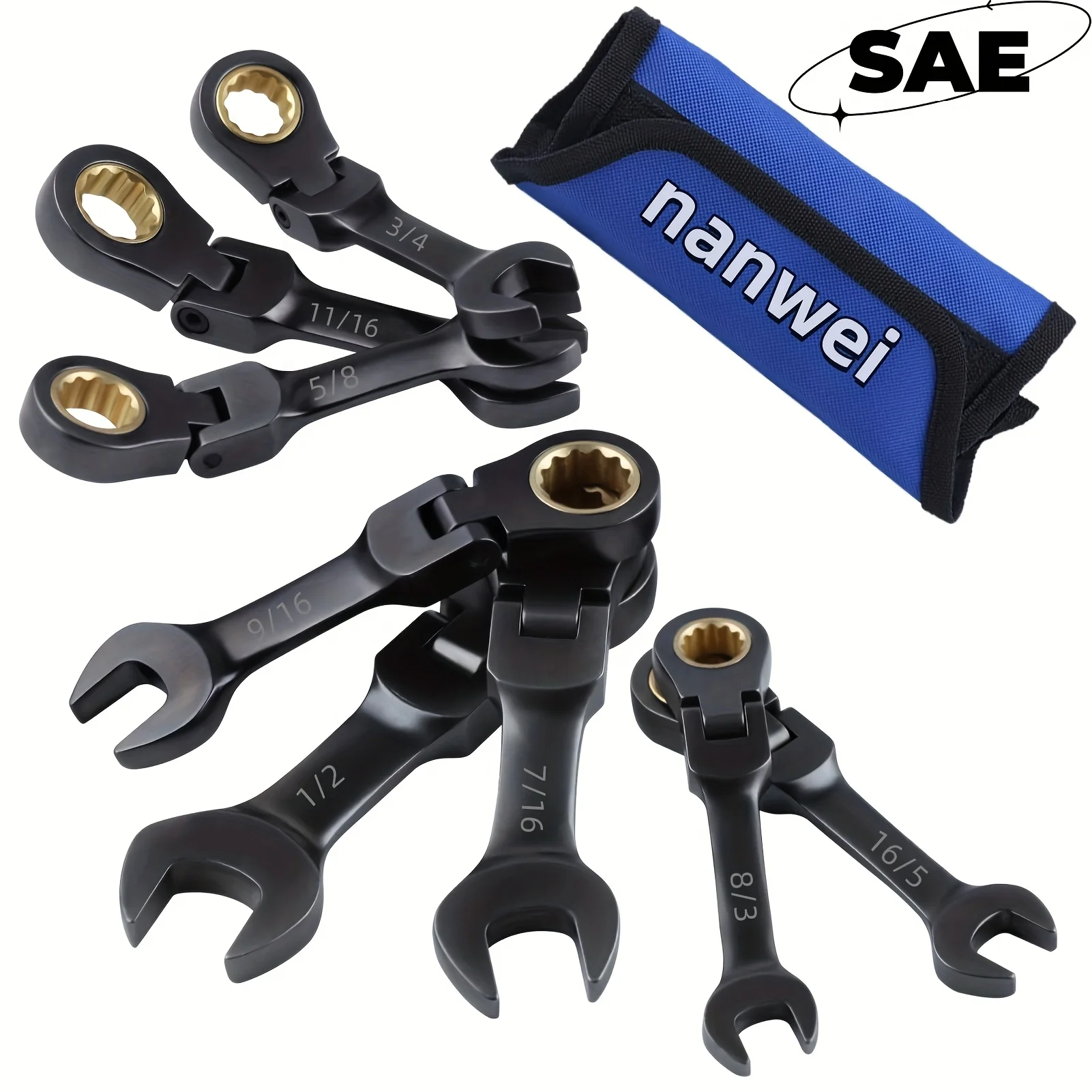 8pcs/set Scratching Head Short Ratchet Combination Wrench Set, SAE 5/16-3/4 Inch, 72 Teeth, CRV, Nickel Plated With Rolling Bag, Daily Use, Great Gift.
8pcs/set Scratching Head Short Ratchet Combination Wrench Set, SAE 5/16-3/4 Inch, 72 Teeth, CRV, Nickel Plated With Rolling Bag, Daily Use, Great Gift.