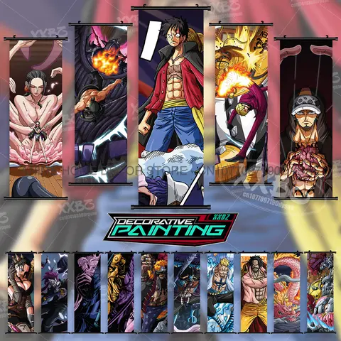 Anime ONE PIECE Nico Robin Posters Home Decor Vinsmoke Sanji Scrolls Pictures Marshall D. Teach Hanging Painting Jinbe Wall Art