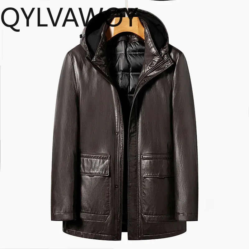 QYLVAWOY Leather Down Jacket Hooded Mid-length 90% White Duck Down Coat Detachable Liner Fashion PU Leather Jackets Man Clothing
QYLVAWOY Leather Down Jacket Hooded Mid-length 90% White Duck Down Coat Detachable Liner Fashion PU Leather Jackets Man Clothing