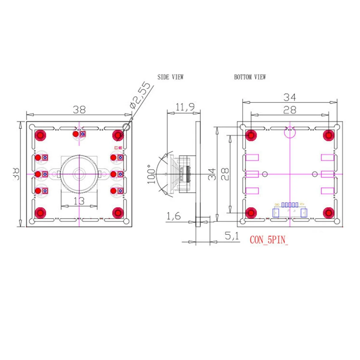 A10RR New 3PCS 100 Degree Camera Module 1MP OV9732 1280x720 USB Free Driver Manual Focus,with 1M Cable for WinXP/7/8/10
A10RR New 3PCS 100 Degree Camera Module 1MP OV9732 1280x720 USB Free Driver Manual Focus,with 1M Cable for WinXP/7/8/10