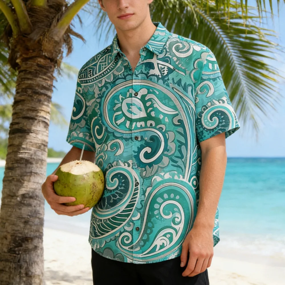 Мужская курортная рубашка с тропическим принтом пейсли, легкие летние топы на пуговицах с короткими рукавами, идеально подходящие для пляжных и повседневных прогулок
Мужская курортная рубашка с тропическим принтом пейсли, легкие летние топы на пуговицах с короткими рукавами, идеально подходящие для пляжных и повседневных прогулок
