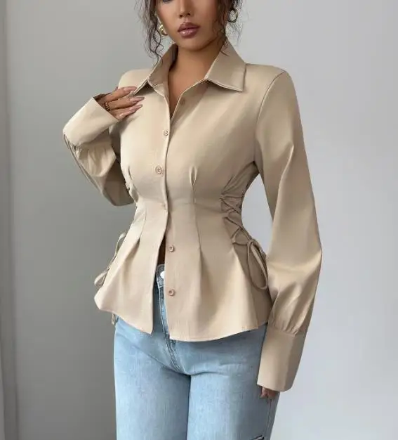 Women's Shirt 2026 Spring/summer Elegant Button Waist Design Commuting Elegant Waist Fashion Retro Shirt for Women
Women's Shirt 2026 Spring/summer Elegant Button Waist Design Commuting Elegant Waist Fashion Retro Shirt for Women