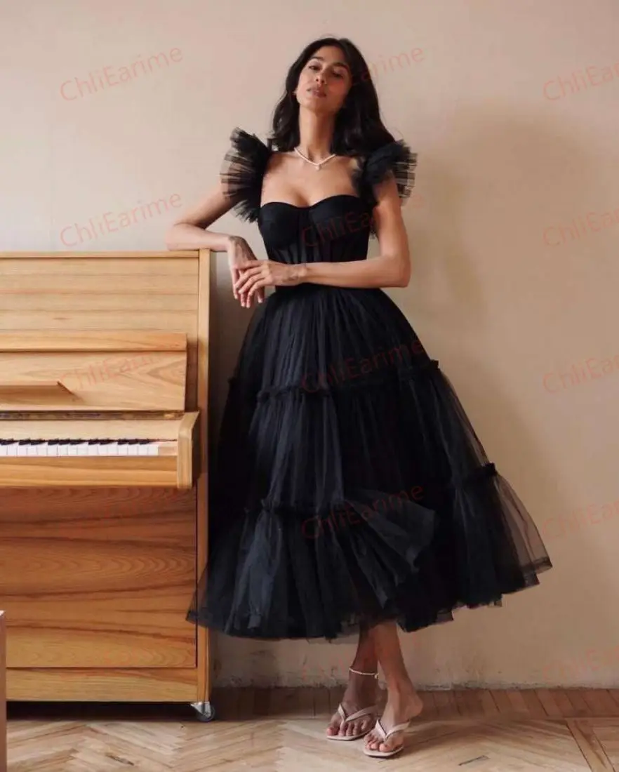 Tulle Prom Dress for Women Tea Length Spaghetti Straps Evening Party Ball Gown
Tulle Prom Dress for Women Tea Length Spaghetti Straps Evening Party Ball Gown