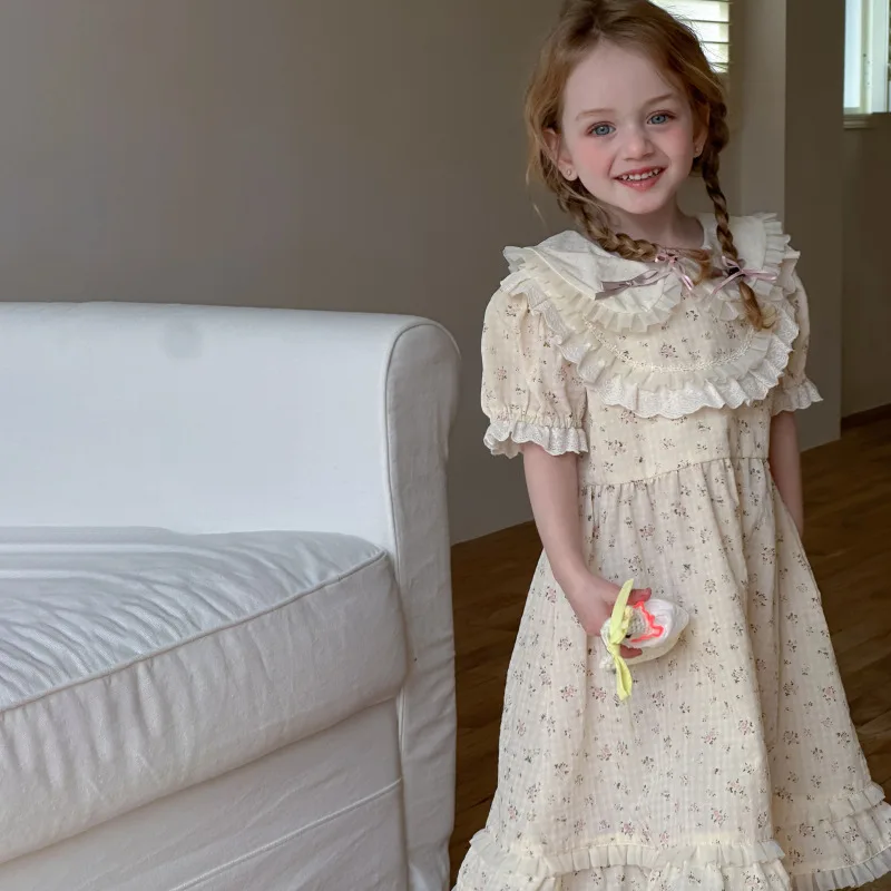 Summer Kid Baby Girl Dress Muslin Lace Floral Print Toddler Girl Dress New Infant Girl Princess Dress Bow Peter Pan Collar Dress
Summer Kid Baby Girl Dress Muslin Lace Floral Print Toddler Girl Dress New Infant Girl Princess Dress Bow Peter Pan Collar Dress