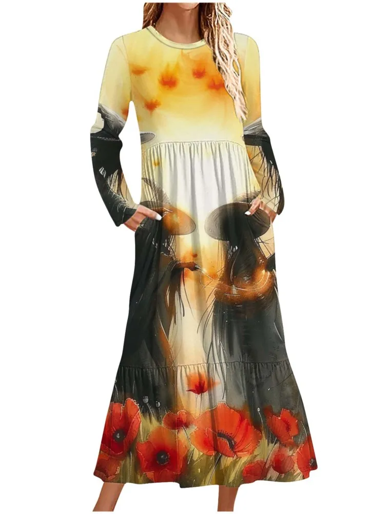 Women's Dress Spring And Autumn Halloween Print Pockets Tie Dye Temperament Vestidos Long Sleeve Casual Festival Dress Up Ladies
Women's Dress Spring And Autumn Halloween Print Pockets Tie Dye Temperament Vestidos Long Sleeve Casual Festival Dress Up Ladies