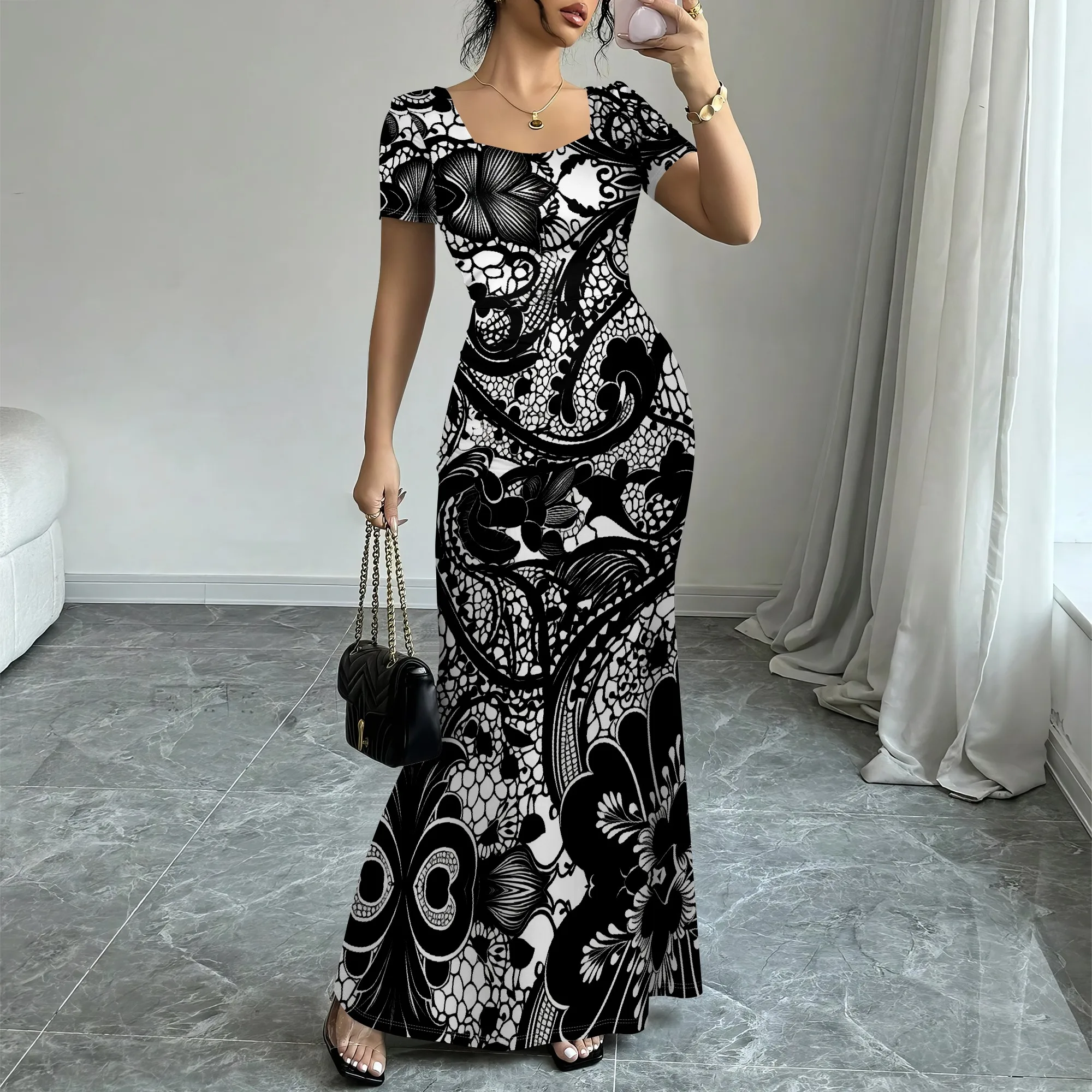 Women's Tribal Print Maxi Dress Short Sleeve Slim Fit Mermaid Gown for Eid Wedding Guest Party Summer 2025 Fashion Look
Women's Tribal Print Maxi Dress Short Sleeve Slim Fit Mermaid Gown for Eid Wedding Guest Party Summer 2025 Fashion Look